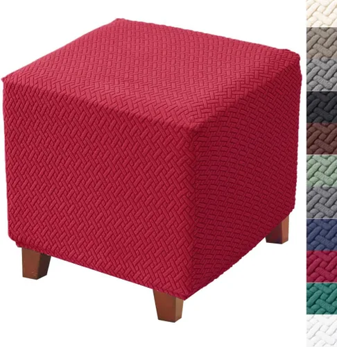 Vista 16 de Bifaun Vogel - Funda otomana, fundas elásticas de jacquard con parte inferior elástica, fundas de almacenamiento plegables gruesas para reposapiés