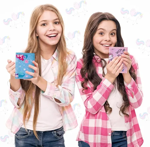 Vista 5 de Sweetude 12 carteras infantiles para niñas y niñas pequeñas con cremallera y cordón de dibujos animados de unicornio, sirena, mariposa, delfín