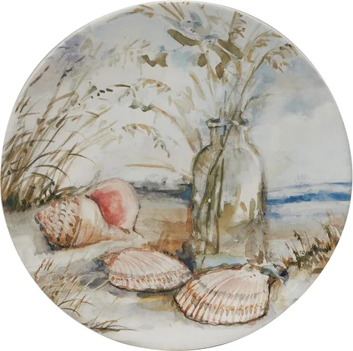 Vista 3 de Certified International Coastal Landscape - Juego de 4 platos para ensalada/postre de 9 pulgadas, diseños surtidos, multicolor, mediano, juego de 4