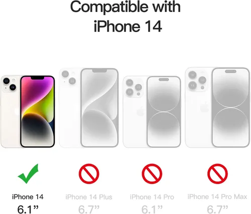 Vista 2 de JETech - Funda para iPhone 14 de 15,5 cm, cubierta a prueba de golpes que no se pone amarilla, parte trasera transparente antiarañazos (negro)