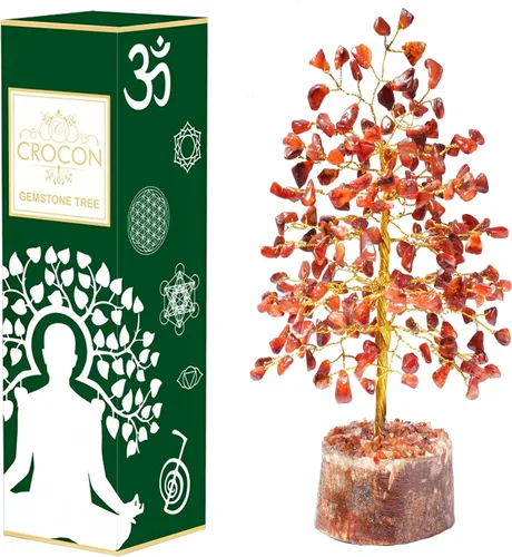 Vista 11 de Árbol de la vida de chakras de aventurina amarilla, árbol de cristal para energía positiva, decoración de Feng Shui, árbol de piedras preciosas