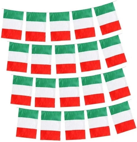 Vista 6 de 16.4 ft Bandera italiana Bunting poliéster Italia Bunting Decoración para eventos deportivos Fiestas callejeras Festivales y celebraciones 5.5x8.3 in