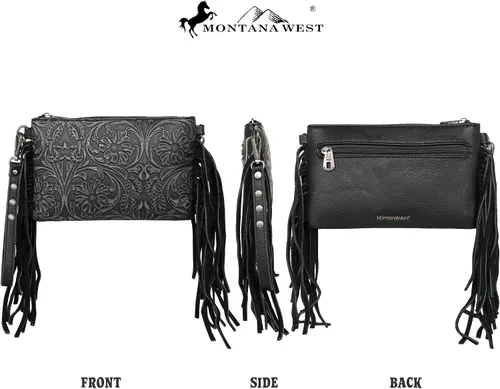 Vista 4 de Montana West Bolso cruzado estilo Western para mujer, bolso de mano de pulsera