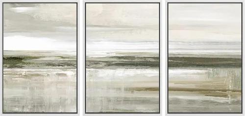 Vista 39 de SIGNWIN Lienzo enmarcado para pared, juego de arte sereno de pantanos con humedales verdes e ilustraciones de agua tranquila, arte moderno