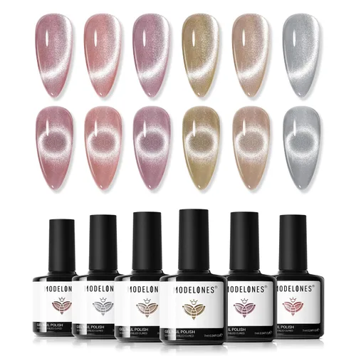 Vista 18 de modelones Imanes de uñas con imán de ojo de gato, ojo de gato, color marrón Juego de imanes de ojo de gato rosa bebé A A A