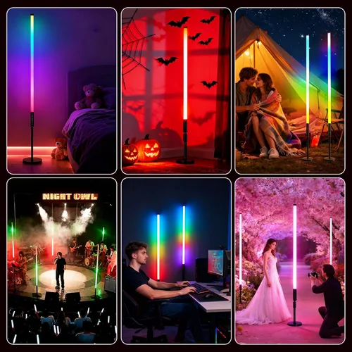 Vista 8 de Paquete de 6 luces de tubo de DJ con funda, luces RGB de 4 pies, 5000 mAh, alimentadas por batería, tubos de luz LED de neón, soporte de 500 efectos
