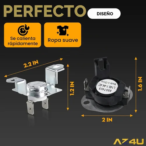 Vista 2 de AZ4U wp8557403 Número de pieza 8557403 Kit de termostato de secadora, 8318314 280148 Secadora de corte térmico y termostato de límite alto