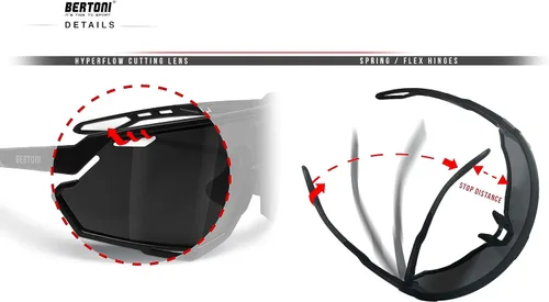 Vista 5 de Bertoni Gafas de sol deportivas para ciclismo MTB Running para hombres y mujeres en TR90 lente ancha antivaho mod. ALPHA NUEVO
