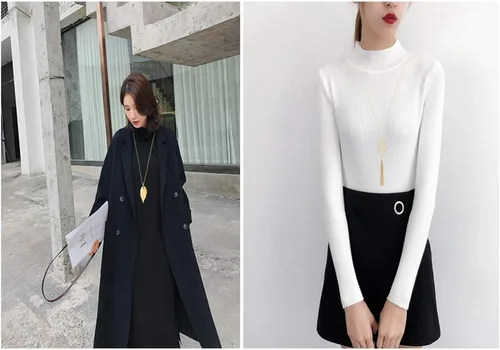 Vista 5 de Juego de 3 collares largos con colgante para mujer, diseño de nudo, disco, círculo, borla