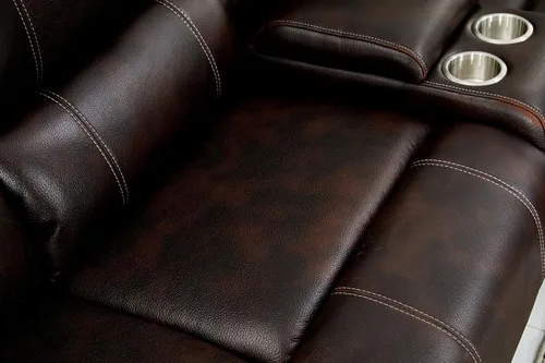 Vista 6 de Servidumbre De Cuero Marrón Modular Reclinado Seccional 8061 (Marrón, Consola)