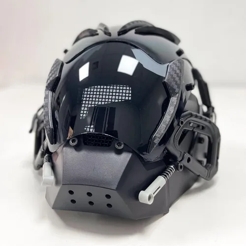 Vista 2 de JAUPTO Máscara punk cosplay para hombres y mujeres, máscara Techwear, máscara de Halloween, accesorios para fiestas y festivales de música