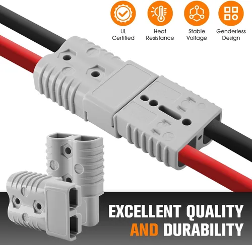 Vista 8 de 2 baterías de calibre 1/0 de 175 amperios de conexión rápida/desconexión con mango, kit de conector de enchufe de cable de puente para cabrestante