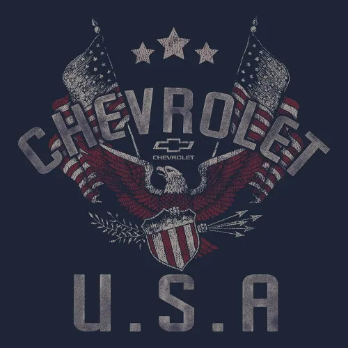 Vista 2 de Camiseta para hombre con estampado de Chevrolet USA Faded - Chevy Patriotic Eagle Graphic Distressed Chevy Car Logo T-Shirt, Distressed Patriotic