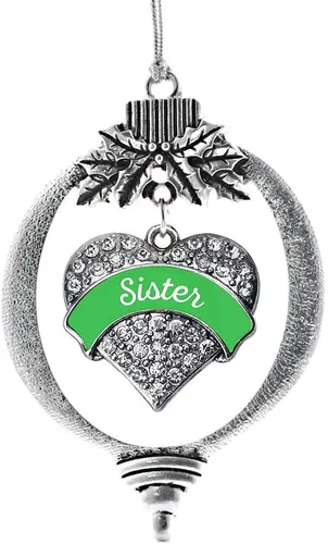 Vista 177 de Inspired Silver Adornos festivos de dije de corazón pave de plata con circonitas cúbicas