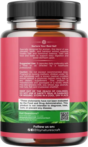 Vista 9 de Palmetto de sierra extra fuerte para mujeres, mezcla estimulante femenina con biotina, sílice de zinc y cápsulas de raíz de maca para mujeres