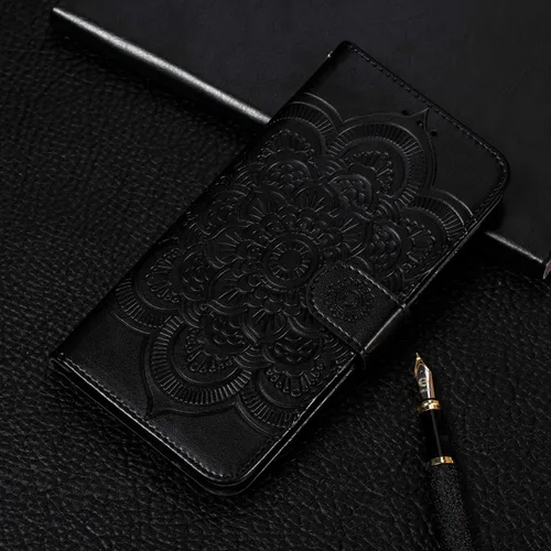 Vista 6 de LEECOCO - Funda para Galaxy A10E con diseño de mandala en relieve de piel sintética de lujo, cartera con tapa para cuaderno, soporte magnético