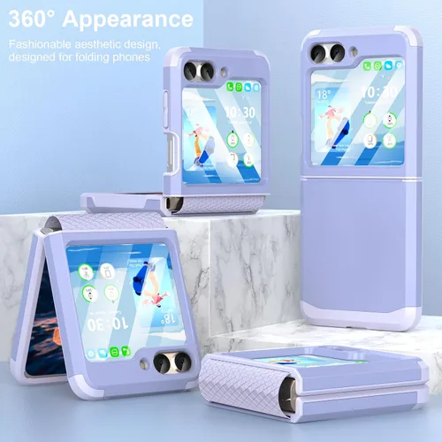 Vista 4 de Funda diseñada para Galaxy Z Flip 5 con protección de bisagra para Samsung Flip 5, resistente a prueba de golpes, funda protectora de cuerpo