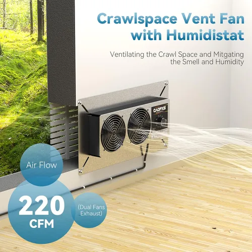 Vista 2 de CADPXS Ventilador para Espacios Reducidos, Ventilador con Estatuto de Humedad, Desumidificador y Termostato de Protección contra Congelamiento