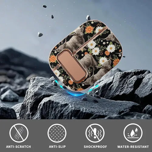 Vista 6 de Funda protectora de plástico suave compatible con Airpods Pro 2, funda de carga inalámbrica, ganado floral, vaca, accesorios para mujer