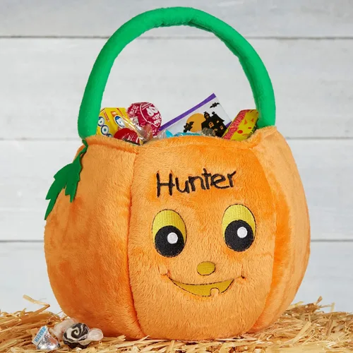 Vista 2 de Personalization Universe Pumpkin Pal - Bolsa de peluche bordada para truco o trato
