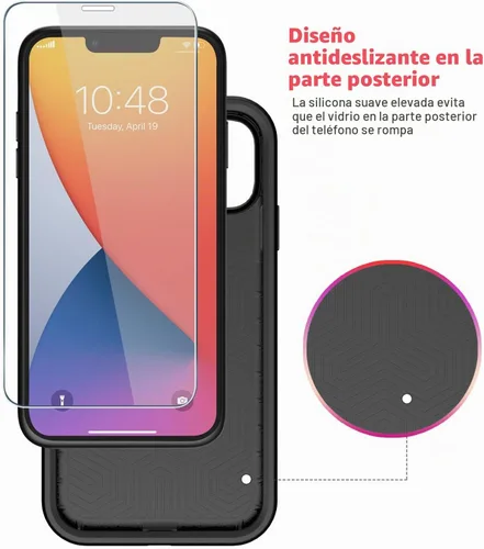 Vista 5 de Diverbox Funda para iPhone 11 [A prueba de golpes] [A prueba de caídas] [Protector de pantalla de vidrio templado], Funda de teléfono de Protección