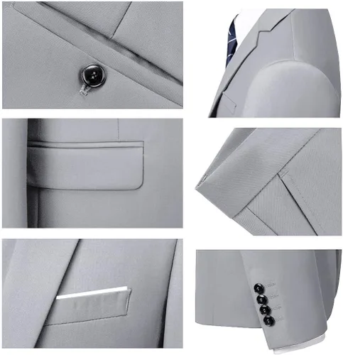 Vista 6 de Trajes de 3 piezas para hombre, conjunto de traje de boda ajustado, para padrinos de boda, traje de graduación, esmoquin, negocios, formal, casual