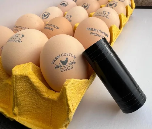 Vista 8 de Sellos personalizados de huevo de pato para huevos frescos con tinta de secado rápido, sellos personalizados de cartón de huevos de 0.65/0.8/1