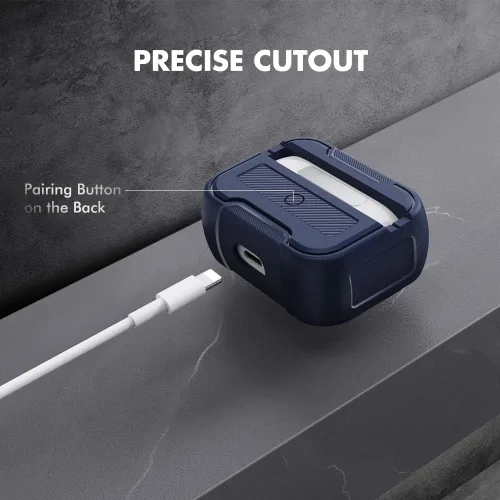 Vista 3 de AhaStyle AirPods Pro Funda rígida resistente a prueba de golpes compatible con Apple AirPods Pro 2019 (azul oscuro)