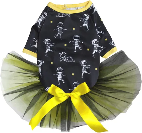 Vista 9 de Petitebella Vestido para perro cachorro con tema de Halloween (huesos/blanco, XS)