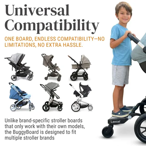 Vista 4 de Lascal BuggyBoard Mini Tabla Universal para Cochecito, Se Adapta al 90% de los Cochecitos, Compatible con UPPAbaby, Bugaboo, No Necesita Cochecito