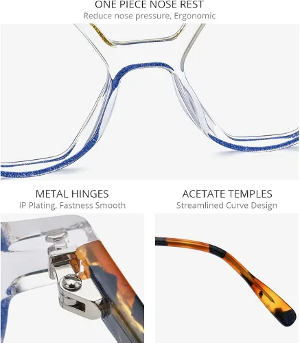 Vista 6 de HEPIDEM Marco de gafas de acetato en polvo para mujer, gafas redondas vintage para hombre, gafas ópticas