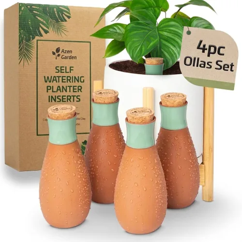 Vista 9 de Ollas - Globos de riego para plantas – Inserto de maceta de riego automático de terracota – Bombillas de riego para plantas al aire libre e