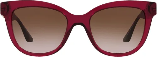 Vista 2 de Versace Gafas de sol para mujer, montura transparente burdeos, lentes degradadas marrones, 2.126 in