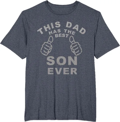Vista 32 de Camiseta con texto en inglés "This Dad Has the Best Son Ever", regalo del día del padre, Negro