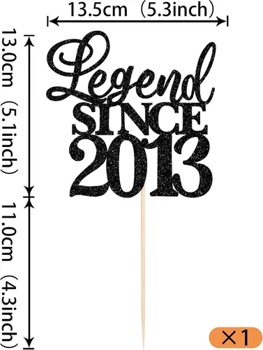 Vista 2 de Rsstarxi 1 paquete de decoración de pastel con purpurina de leyenda desde 2012 para decoración de tarta de cumpleaños 13 años para decoración