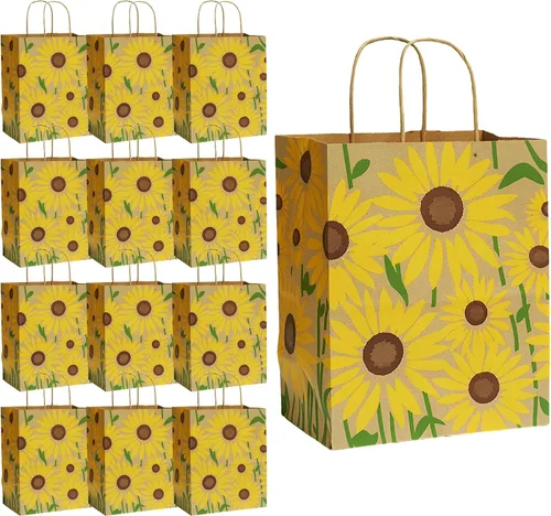 Vista 7 de HOME & HOOPLA Bolsas de regalo de papel con estampado de hojas bohemias y bolsas para recuerdos de fiesta, pequeñas de 5.25 x 3.5 x 8.25 pulgadas