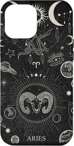 Vista 26 de Carcasa para iPhone 17 con signo del zodiaco astrológico y estético celestial de Aries
