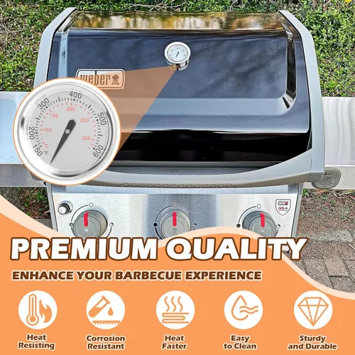 Vista 5 de 7581/60540 Termómetro de parrilla para parrillas Weber Spirit II 200 y 300, piezas de repuesto, medidor de temperatura preciso para parrillas Weber