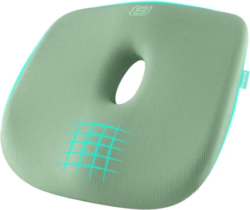 Vista 15 de Skechers Cojín de asiento de espuma viscoelástica, cojín para silla de oficina con forma de dona para aliviar el dolor de coxis, almohada para silla