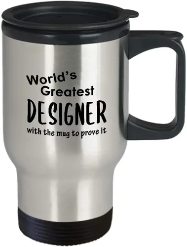 Vista 2 de Gifts for Designer Travel Mug Insulated Coffee Tumbler - Graphic UX Developer Artist Interior Design Fashion Creative Dept Department Funny Cute Gag
