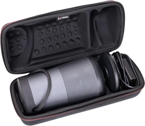 Vista 2 de LTGEM - Funda de viaje para altavoz Bose SoundLink Revolve+ Series II, color negro Se adapta a la base de carga, se adapta al adaptador de CA y al