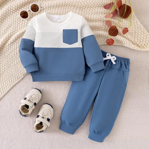 Vista 77 de Ropa de otoño e invierno para bebé, trajes de niño pequeño, sudadera de manga larga, sudadera de retazos y pantalones, 2 piezas, 12 meses a 5 años