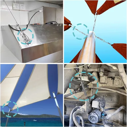 Vista 6 de Kit de accesorios para vela de sombra de 80 piezas, kit de accesorios de sombra de sol de 5 pulgadas de acero inoxidable 304 de grado marino súper