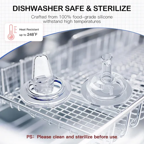 Vista 3 de Kit de conversión de vasos para sorber de paja para biberones Mam, parte superior suave y popote con peso, kit de transición con asas, paquete de 3