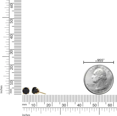 Vista 4 de Lavari Jewelers - Aretes redondos de piedras preciosas naturales para mujer en oro amarillo o blanco de 14 quilates con piedra natal de 0.197in