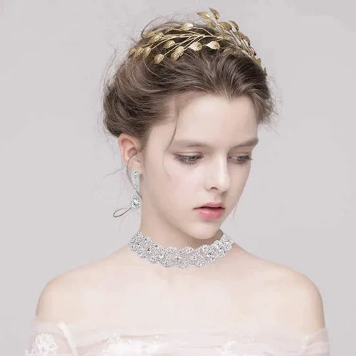 Vista 13 de Collar de gargantilla nupcial de cristal de diamantes de imitación para mujer