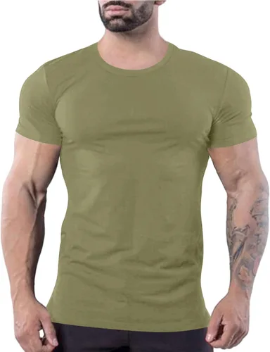 Vista 2 de Uni Clau Camisetas musculares para hombre, camisetas de manga corta a la moda, camiseta de entrenamiento atlético para gimnasio