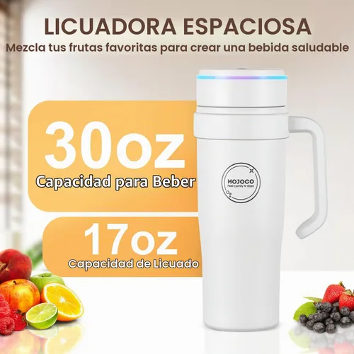 Vista 2 de MOJOCO Batidora portátil para batidos – Licuadora personal de 30 onzas con taza aislada para batidos y batidos – Recargable/inalámbrica, a prueba