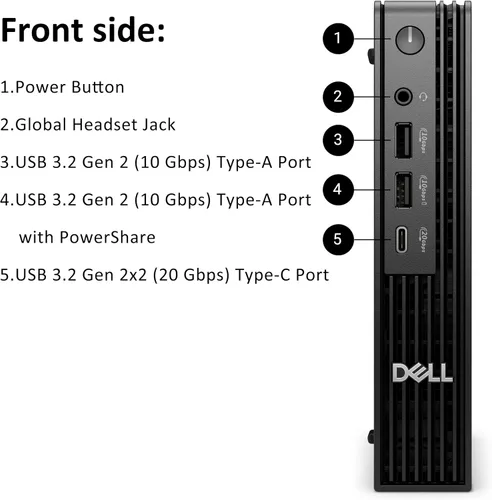 Vista 6 de Dell Pro Micro Plus Mini PC (Próxima Generación OptiPlex 7000 MFF), Computadora de Escritorio de Negocios AI PC, Intel 14-Core Ultra 5 235T