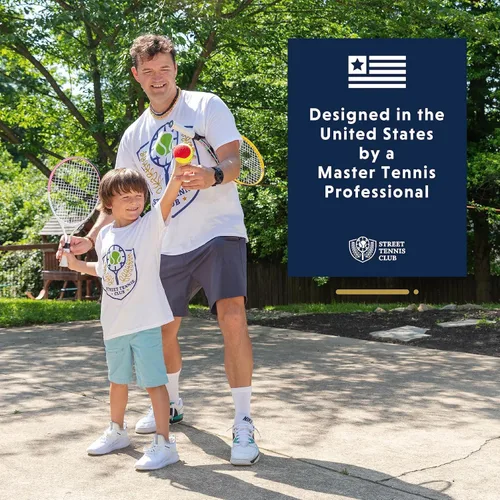 Vista 7 de Raqueta de tenis para niños con videos de entrenamiento – Raqueta de tenis juvenil de aluminio con mango de neopreno para niños de 5 a 12 años